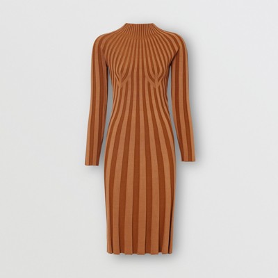 long sleeve rib knit dress