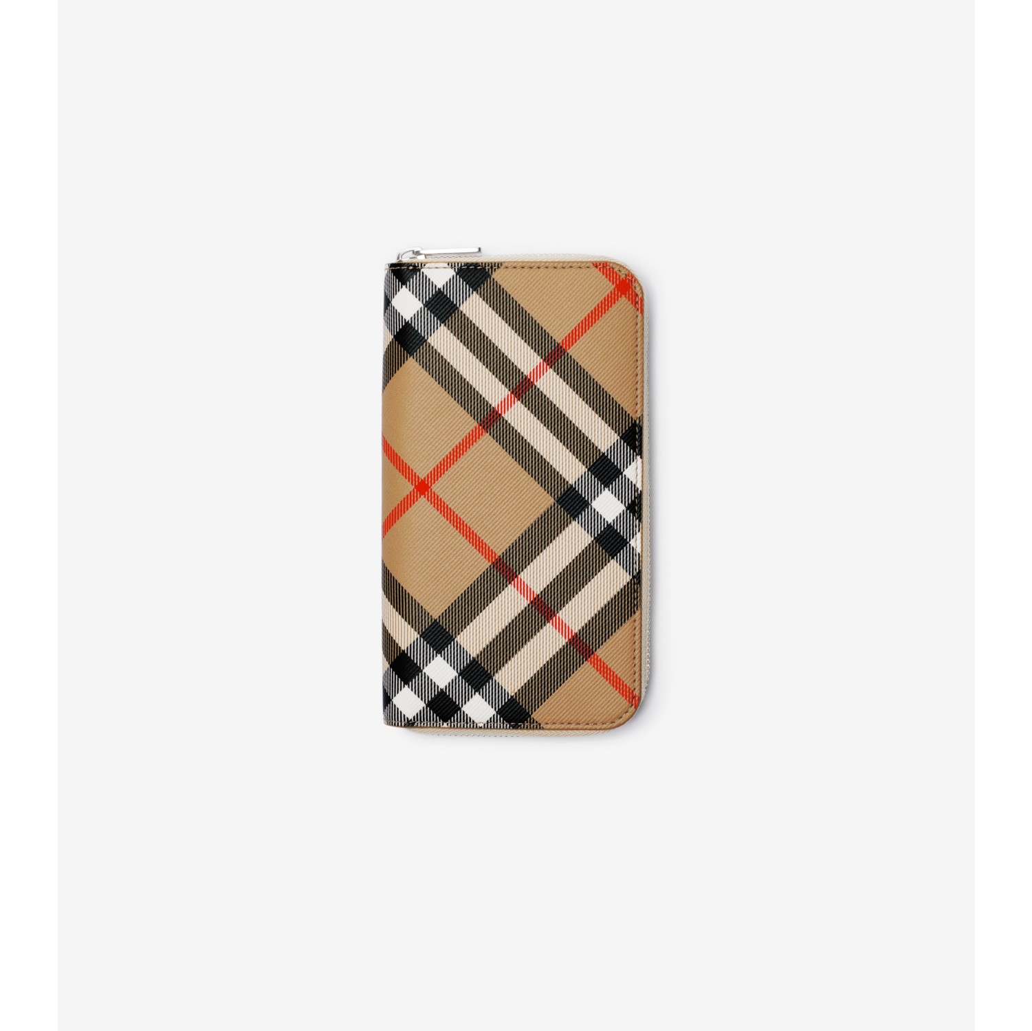 Check Zip Wallet in Sand Men Canvas Burberry Official