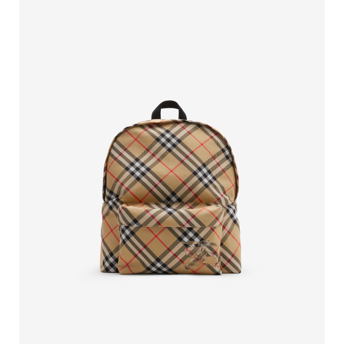 Shop Burberry Check Backpack In Sand