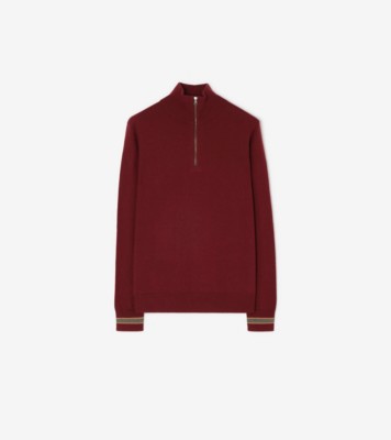 Wool Half-zip Sweater in Carmine red - Men | Burberry® Official