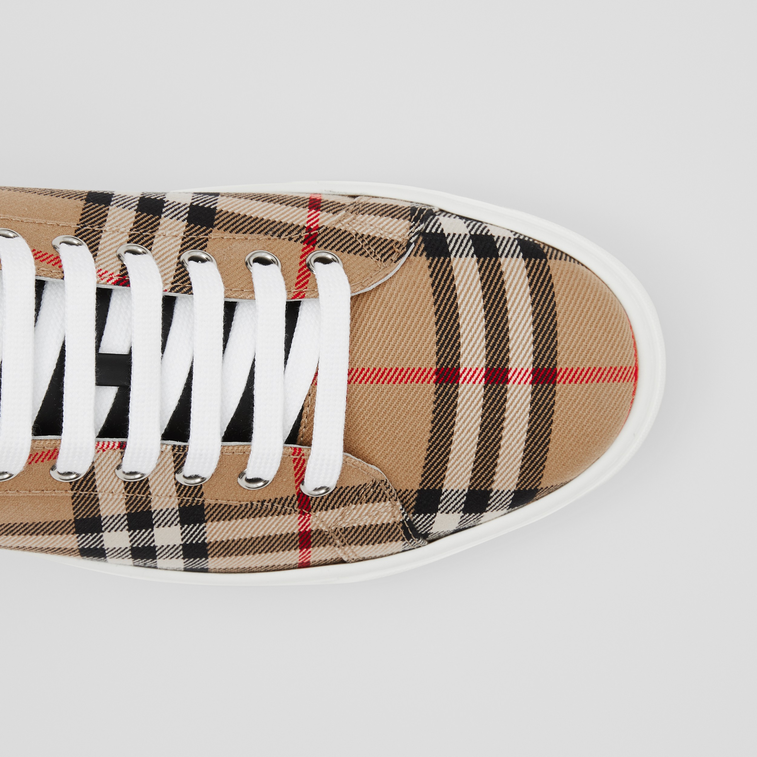 Vintage Check Cotton and Leather Sneakers in Archive Beige - Men | Burberry® Official - 2