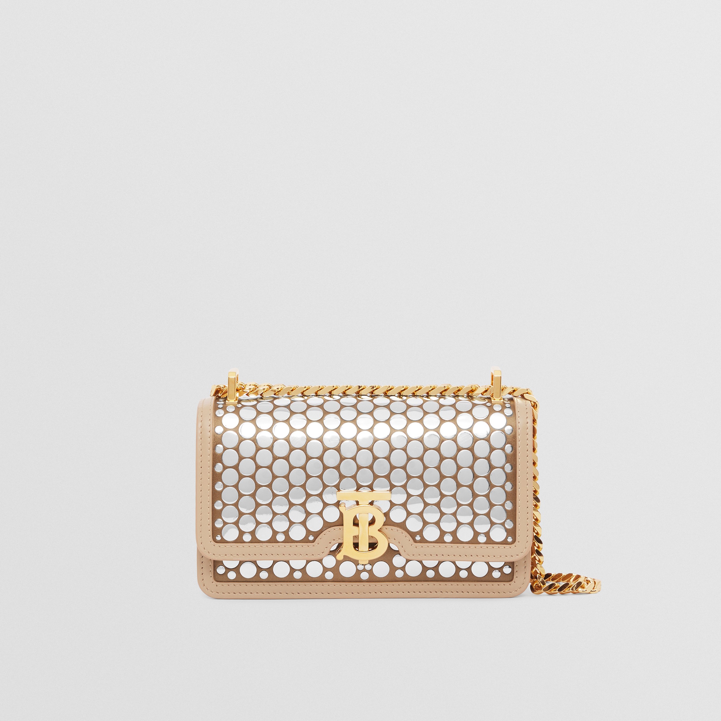 Mini Paillette-embellished Silk Chain TB Bag in Cool Beige/silver - Women | Burberry® Official - 1