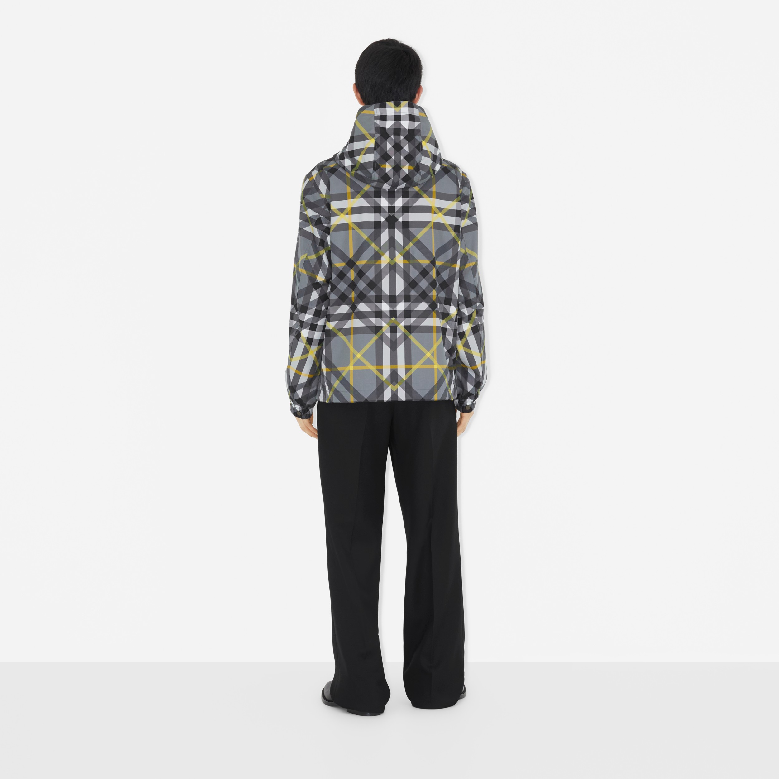 Layered Check Gabardine Hooded Jacket in Storm Grey - Men | Burberry® Official - 4