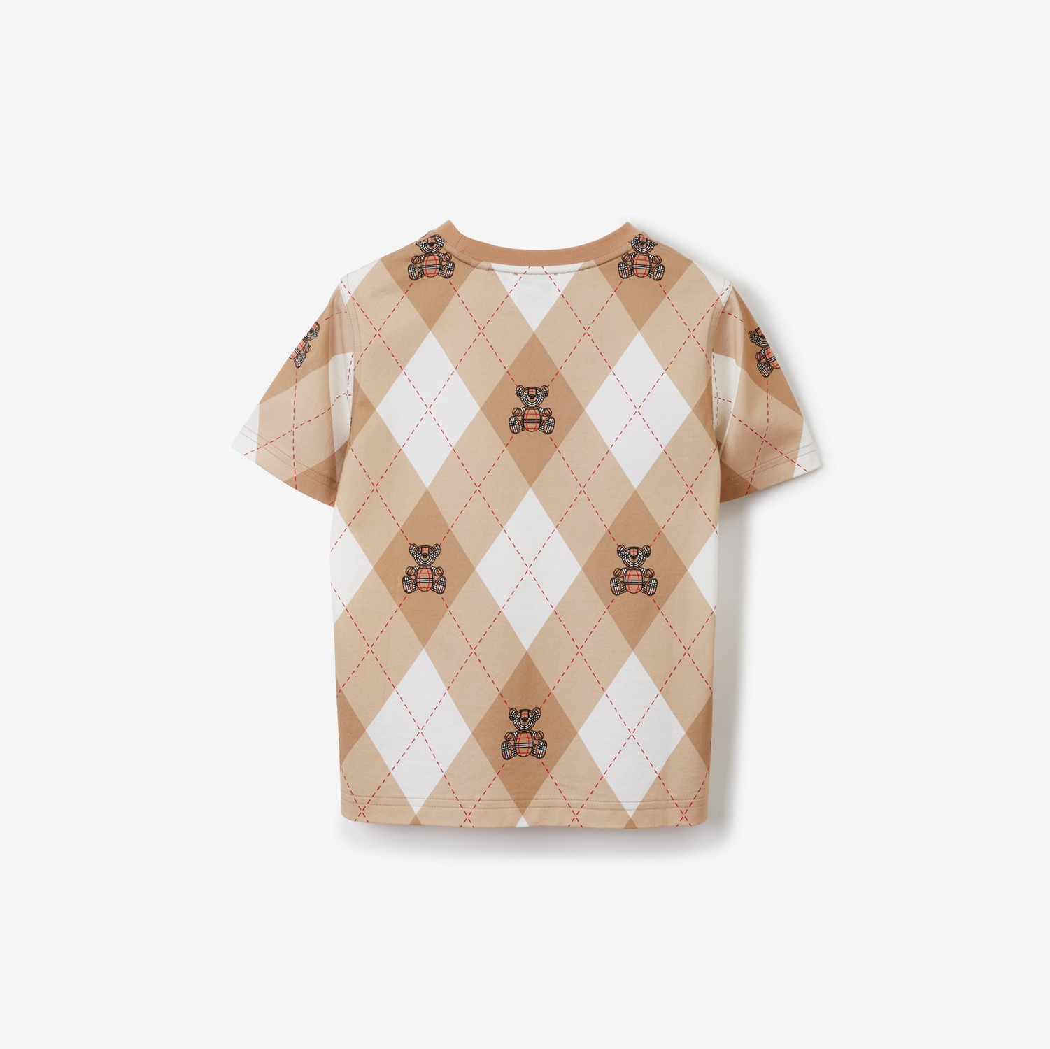 Thomas Bear Argyle Print Cotton T-shirt in Soft Fawn | Burberry® Official