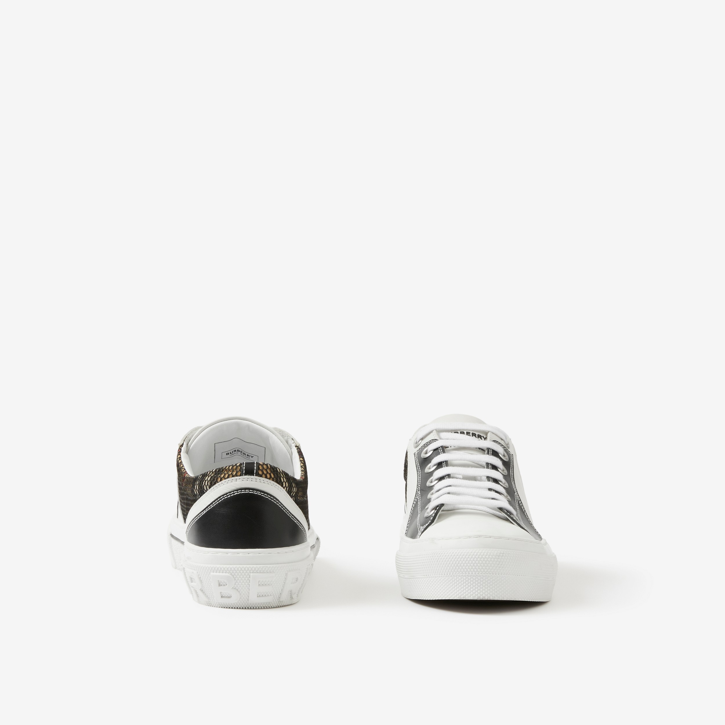 Vintage 格纹棉质、网眼拼皮革运动鞋 (黑色 / 白色) - 男士 | Burberry® 博柏利官网 - 4