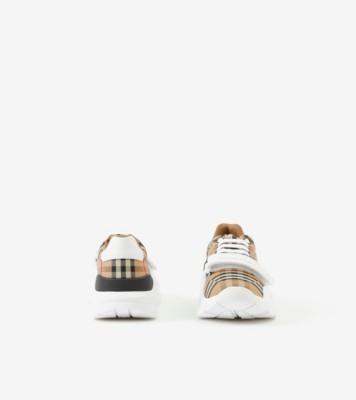 Burberry london check on sale and leather sneakers