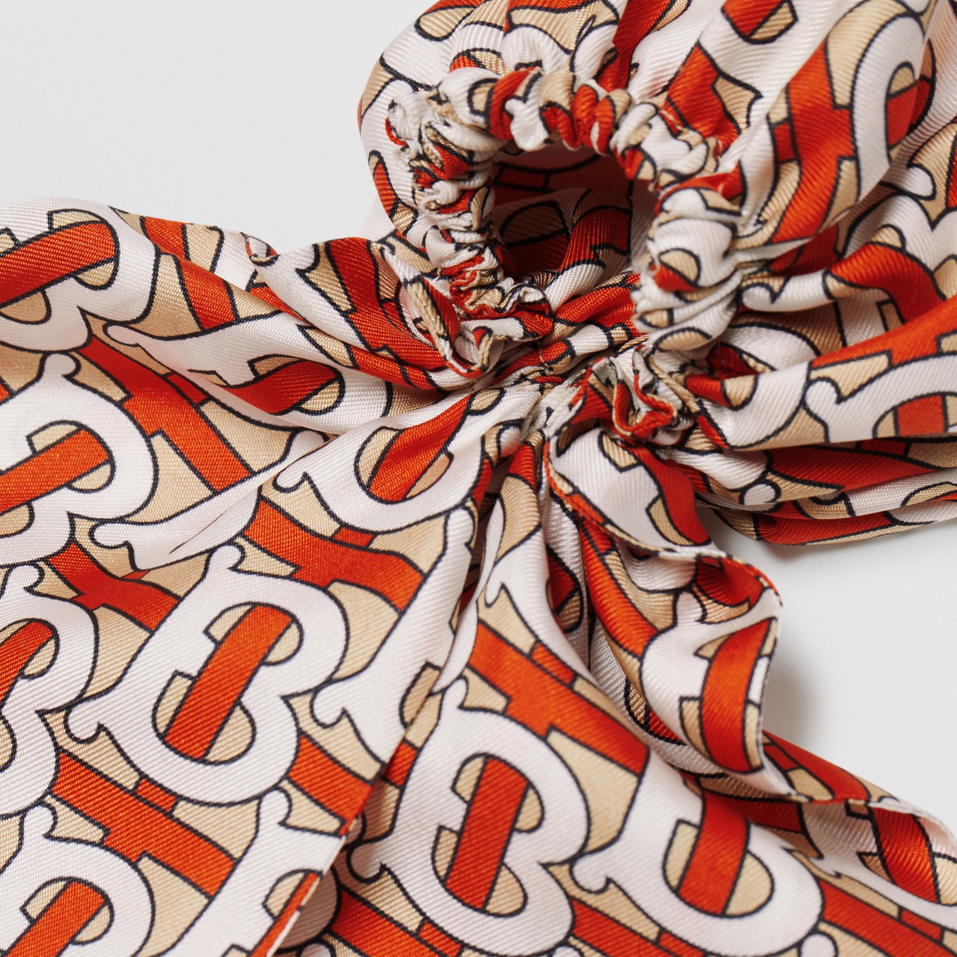 Monogram Print Silk Hair Scarf in Vermilion - Women | Burberry United Kingdom