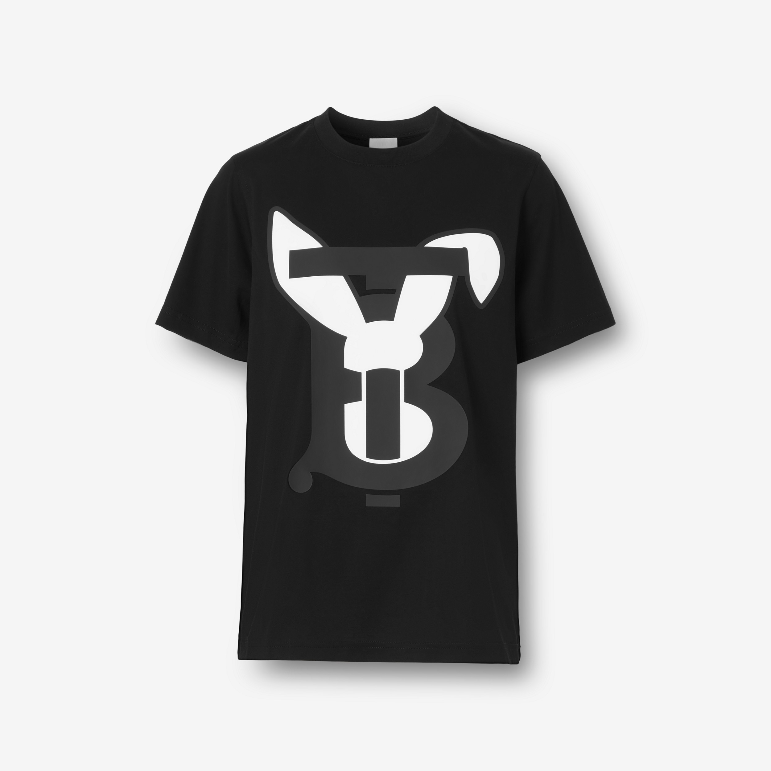 Rabbit Print Cotton T-shirt in Black - Women | Burberry® Official - 1