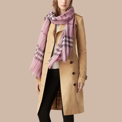 burberry check silk scarf