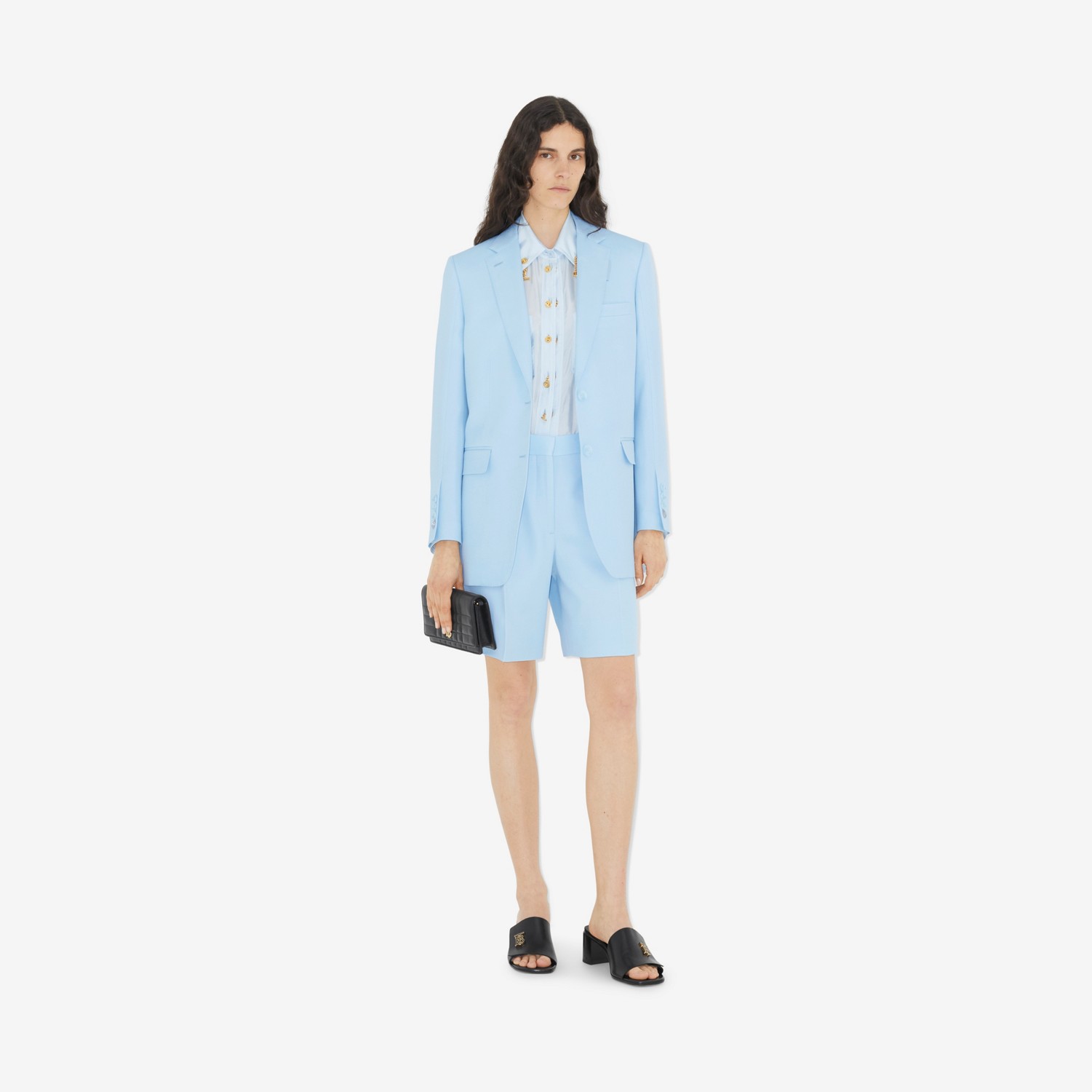 Wool Tailored Jacket in Pale Blue - Women | Burberry® Official