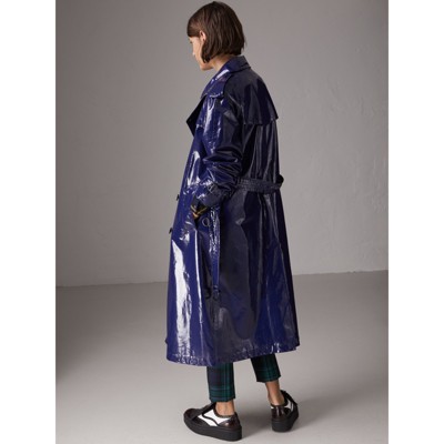 burberry laminated check trench coat