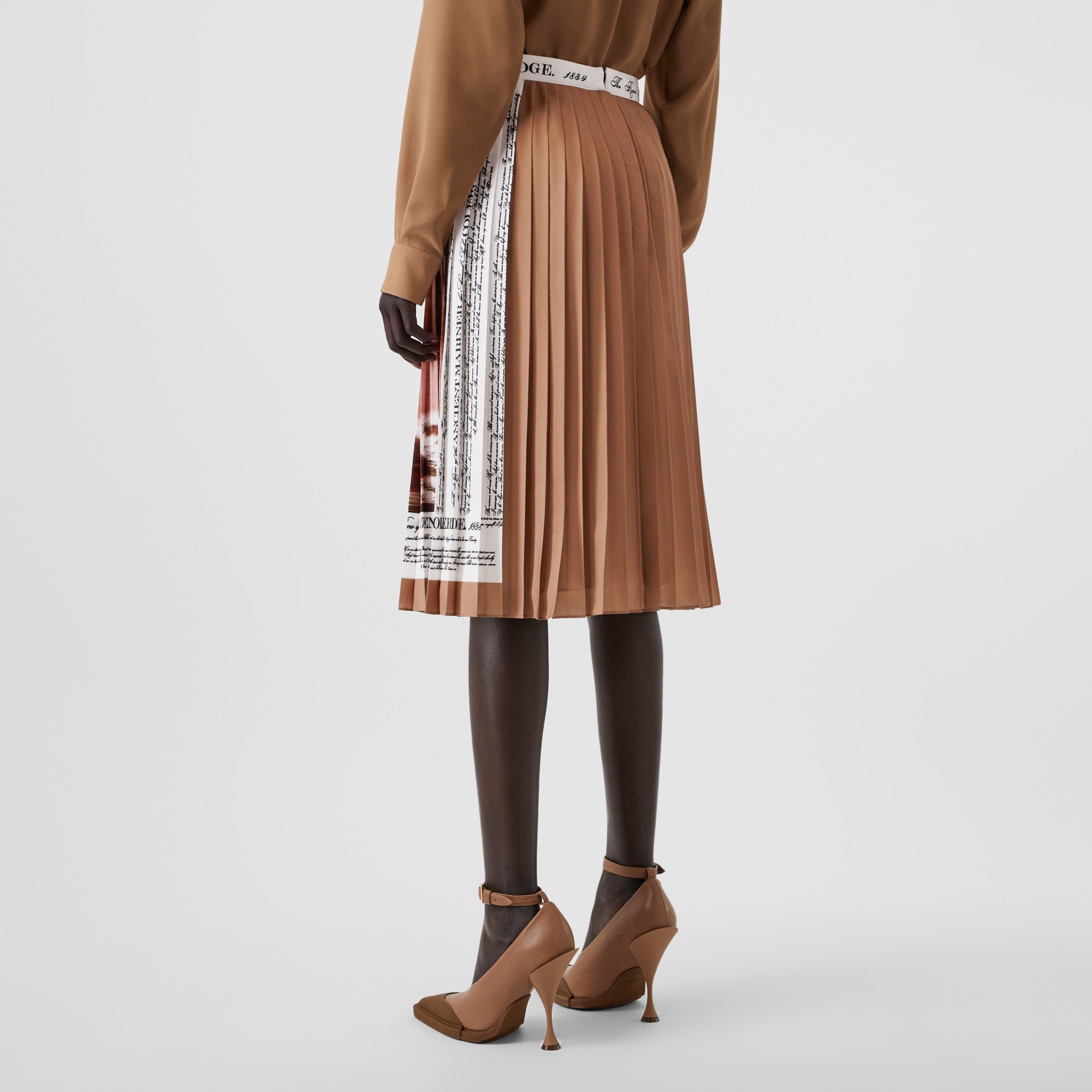 Mariner Print Pleated Cady Skirt in Bronze - Women | Burberry United States