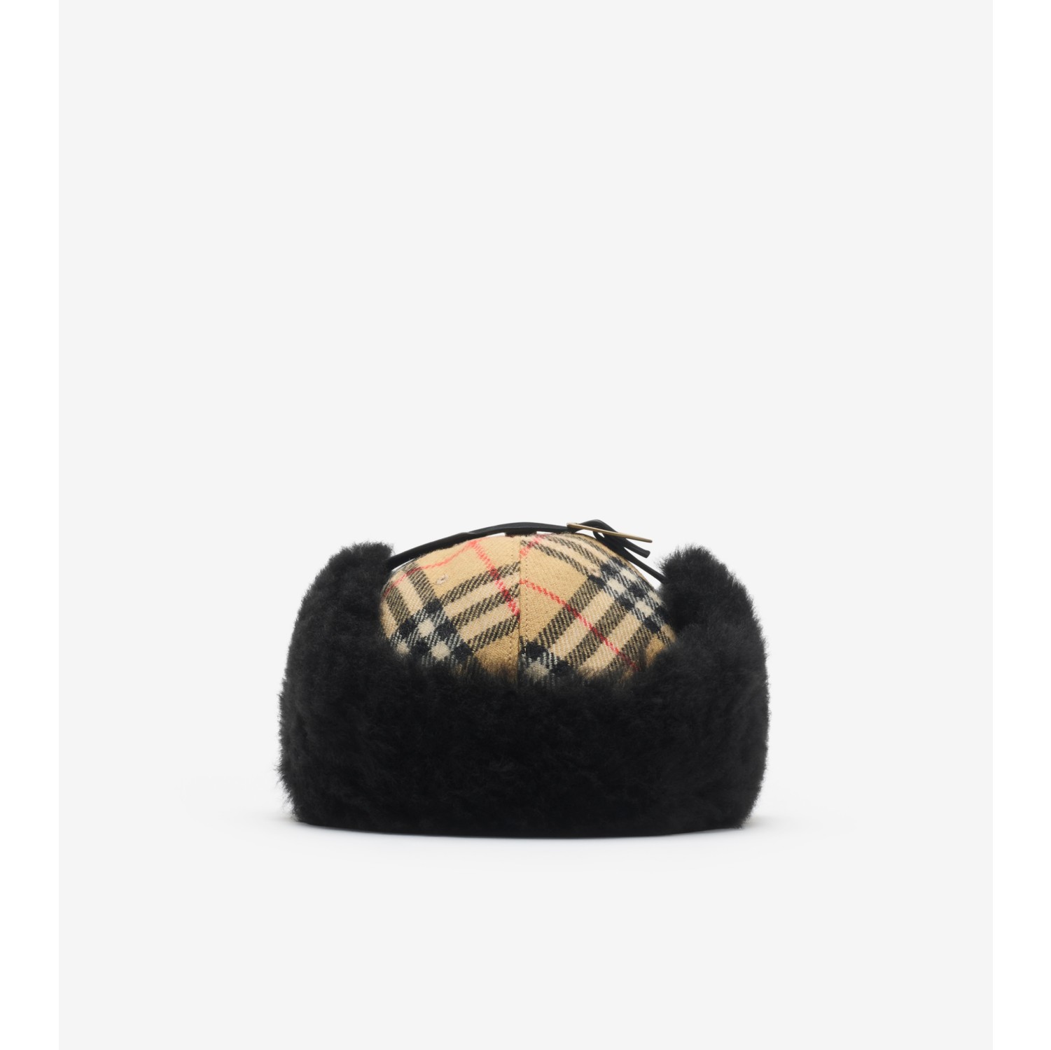 Check Wool Trapper Cap