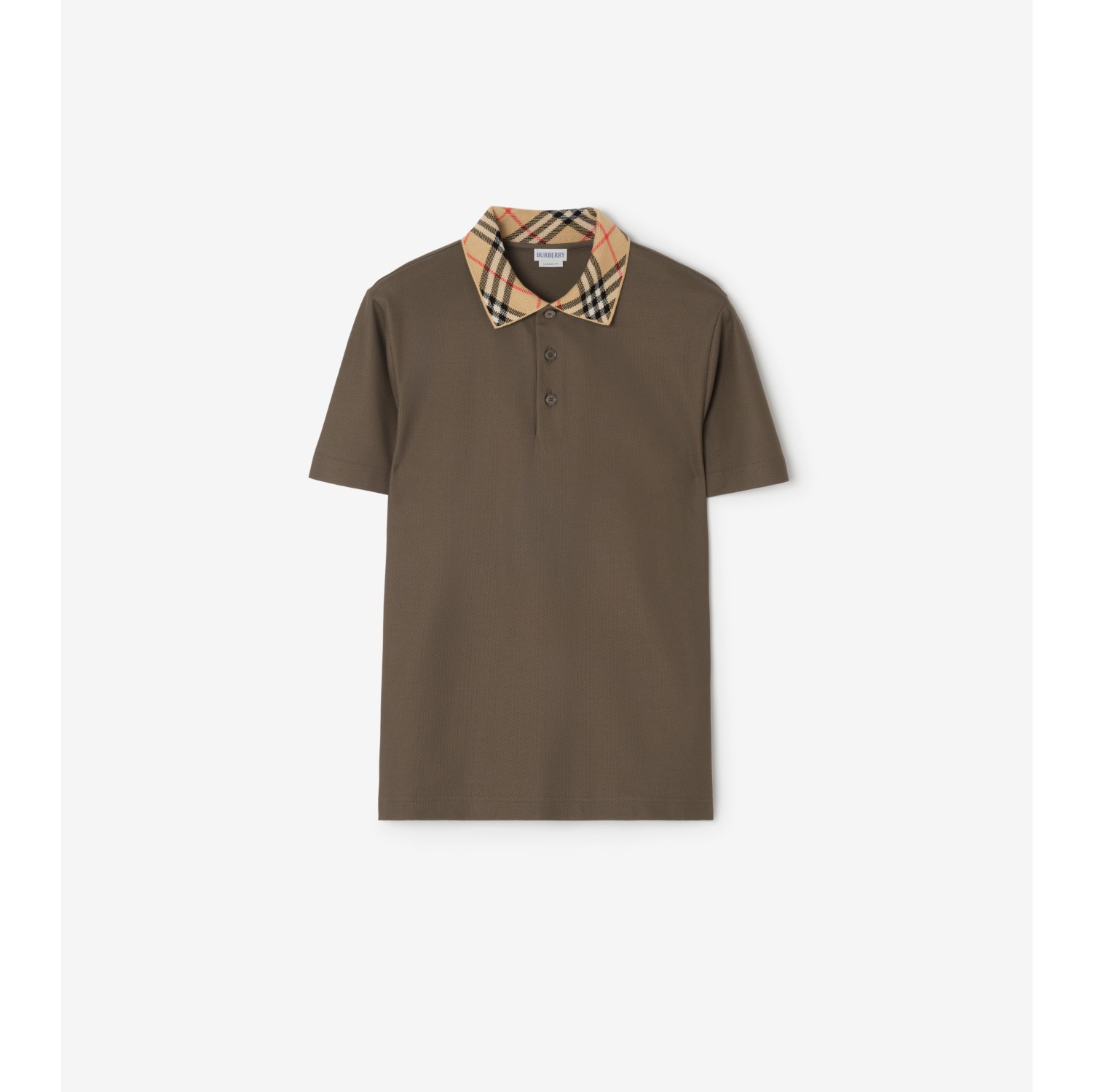 Check Collar Cotton Polo Shirt