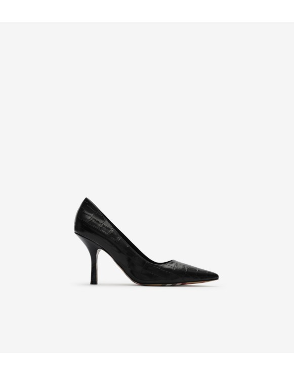 Crocodile-effect Leather Dame High Pumps