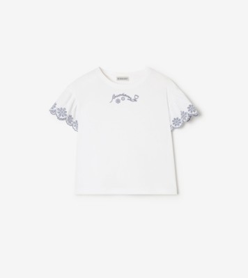 Broderie Anglaise Cotton T-shirt in White | Burberry® Official