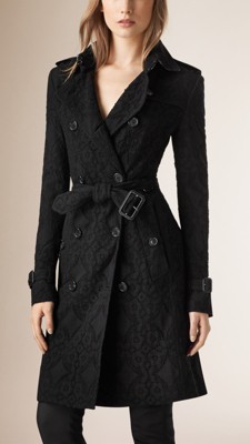 Trench coat de renda e algodão