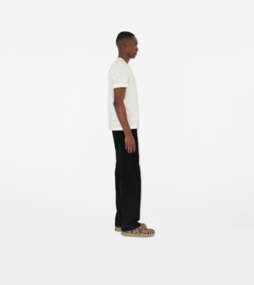 Check Label Cotton T-shirt in Chalk - Men | Burberry® Official