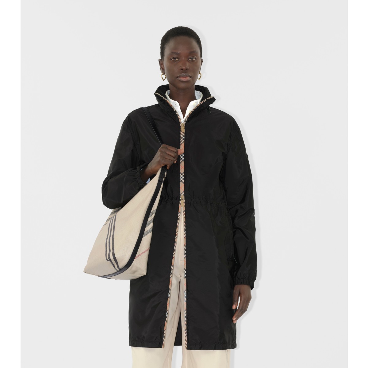 Check Long er-tape Nylon Parka