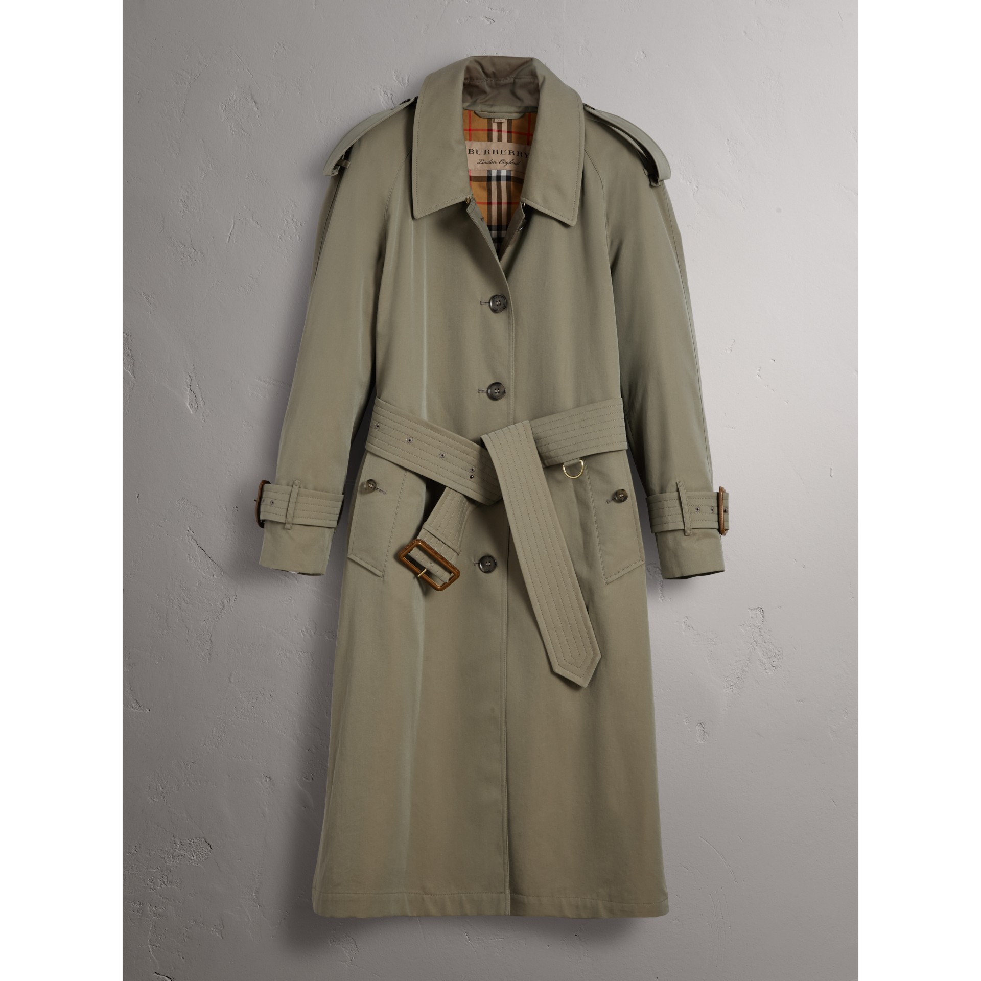 Side-slit Tropical Gabardine Trench Coat in Chalk Green - Women ...