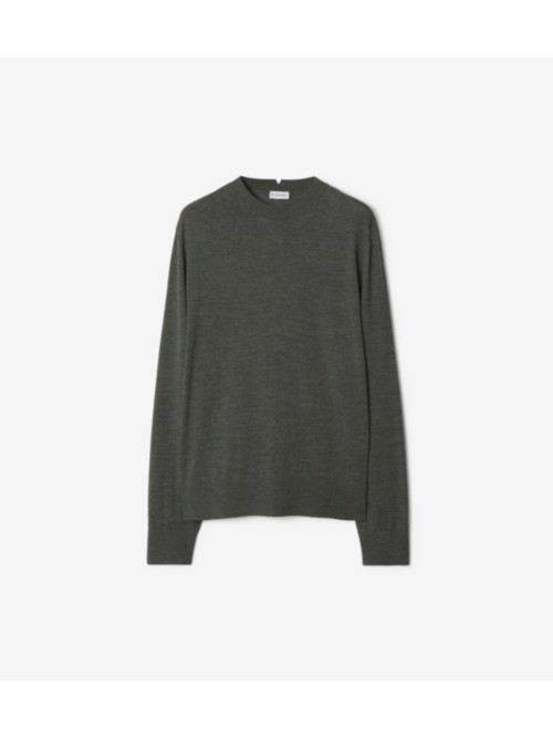 Burberry Wool Sweater In Dark Grey Melange