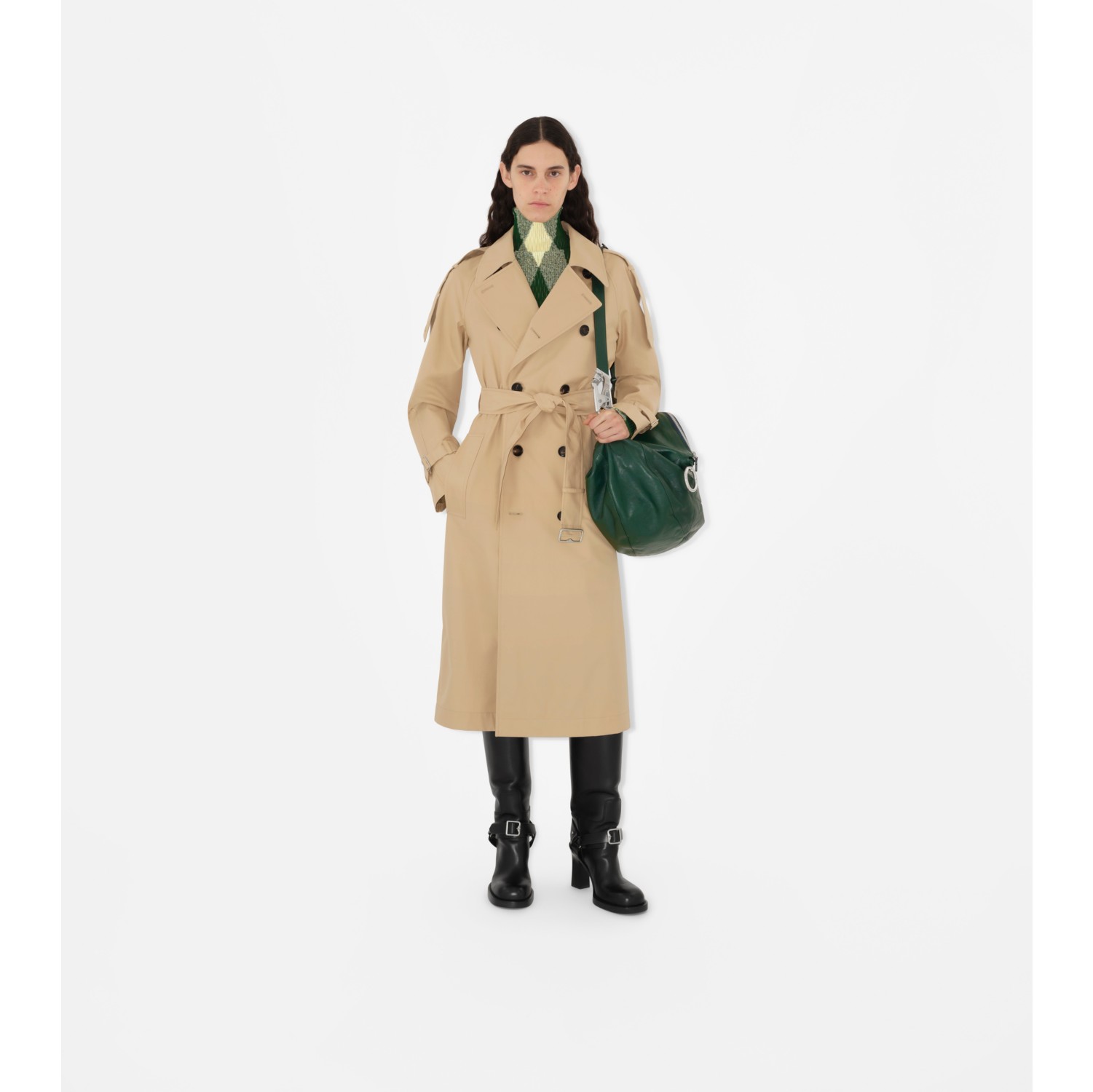 Long Gabardine Trench Coat