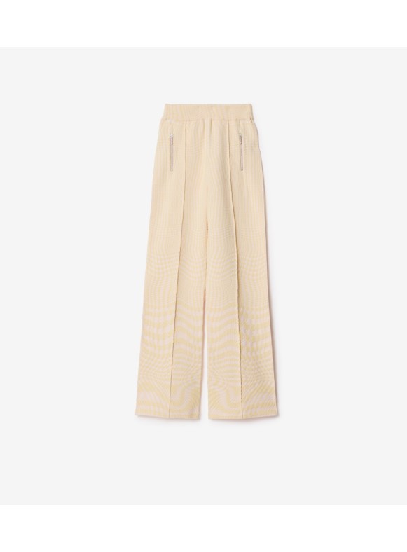 BURBERRY Striped checked cotton-blend wide-leg pants