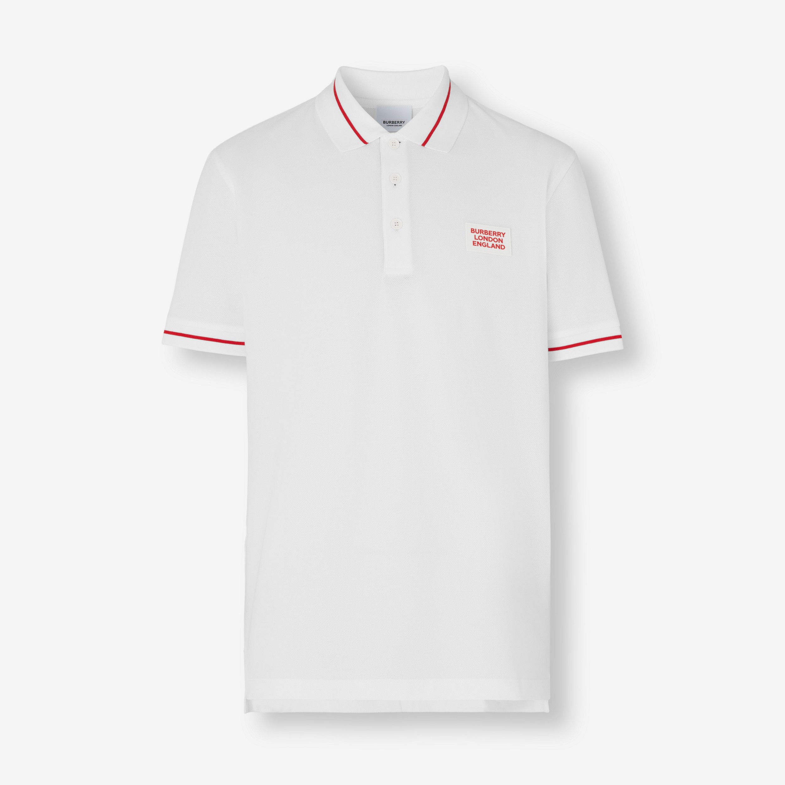 Logo Appliqué Cotton Piqué Polo Shirt in White - Men | Burberry® Official - 1