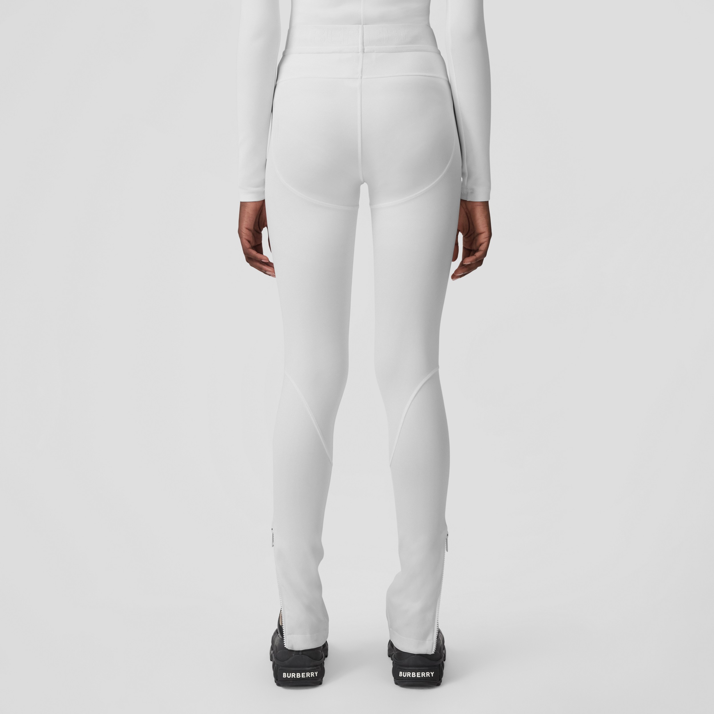 Logo Detail Stretch Jersey Leggings in White - Women | Burberry® Official - 3