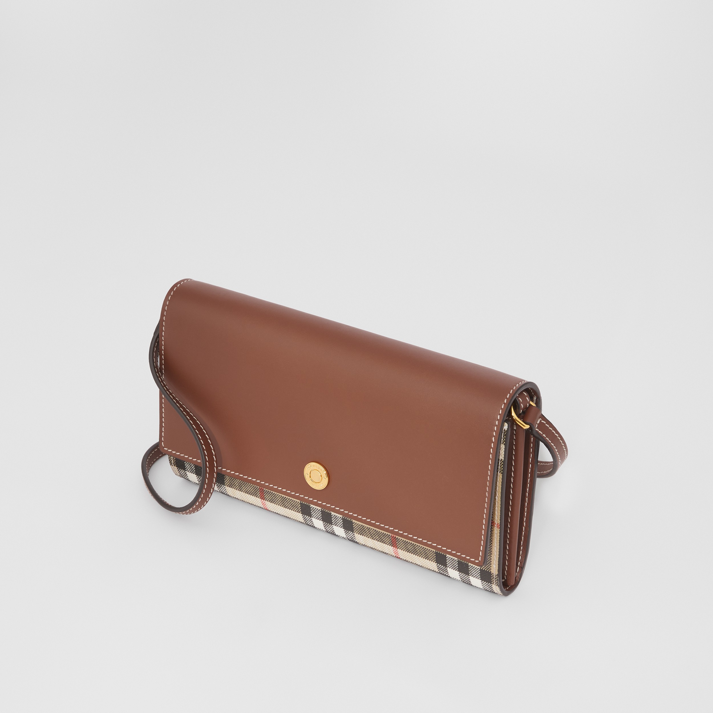 Brieftasche aus Karo-Gewebe und Leder mit abnehmbarem Riemen (Vintage Beige/hellbraun) - Damen | Burberry® - 4