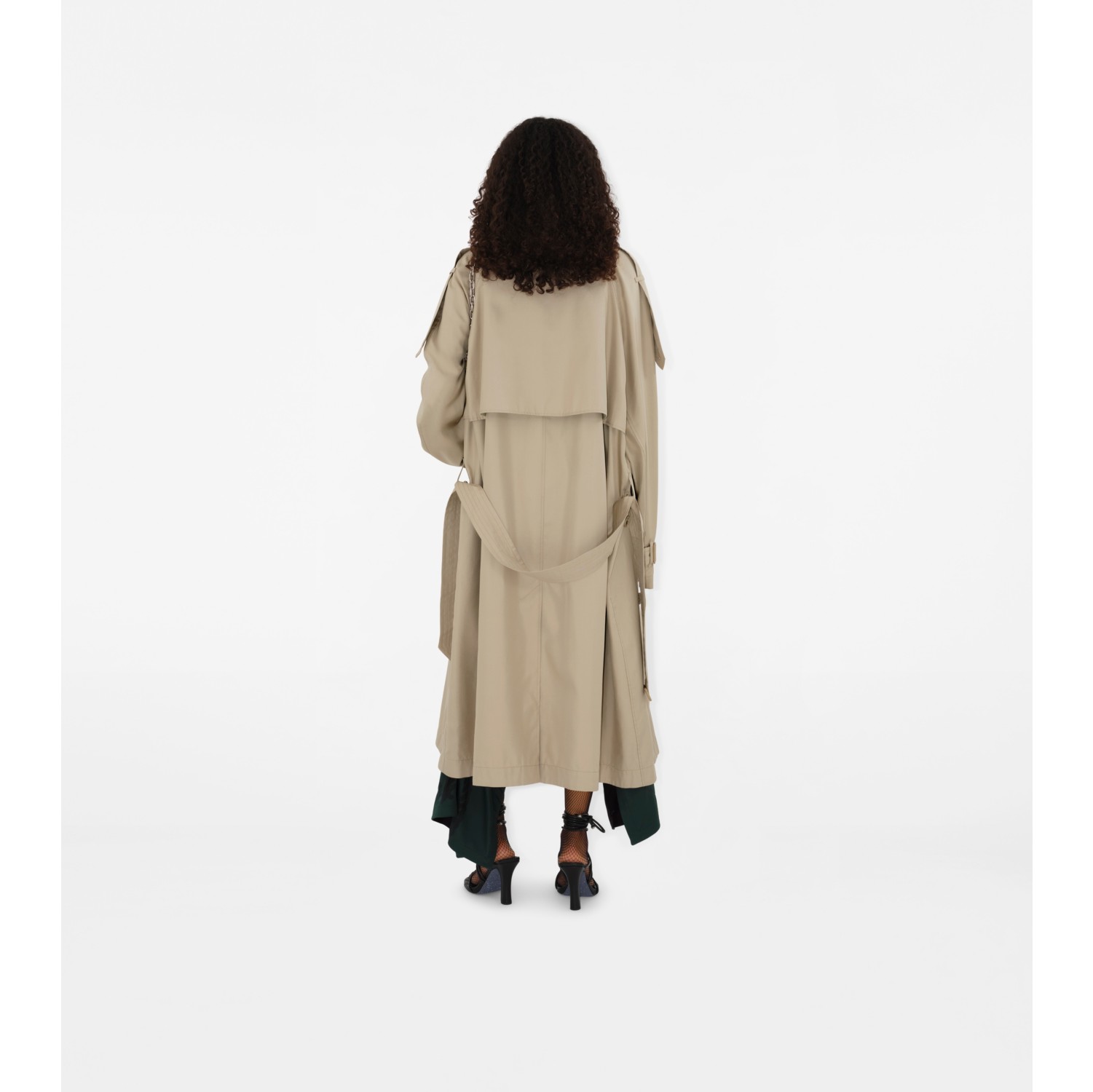 Long Silk Trench Coat in Millet - Women | Burberry® Official