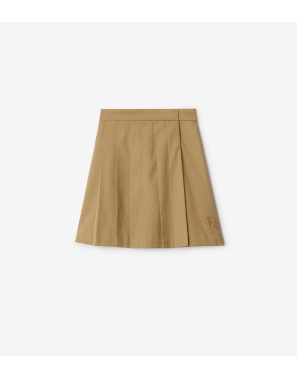 Pleated Cotton Blend Skirt