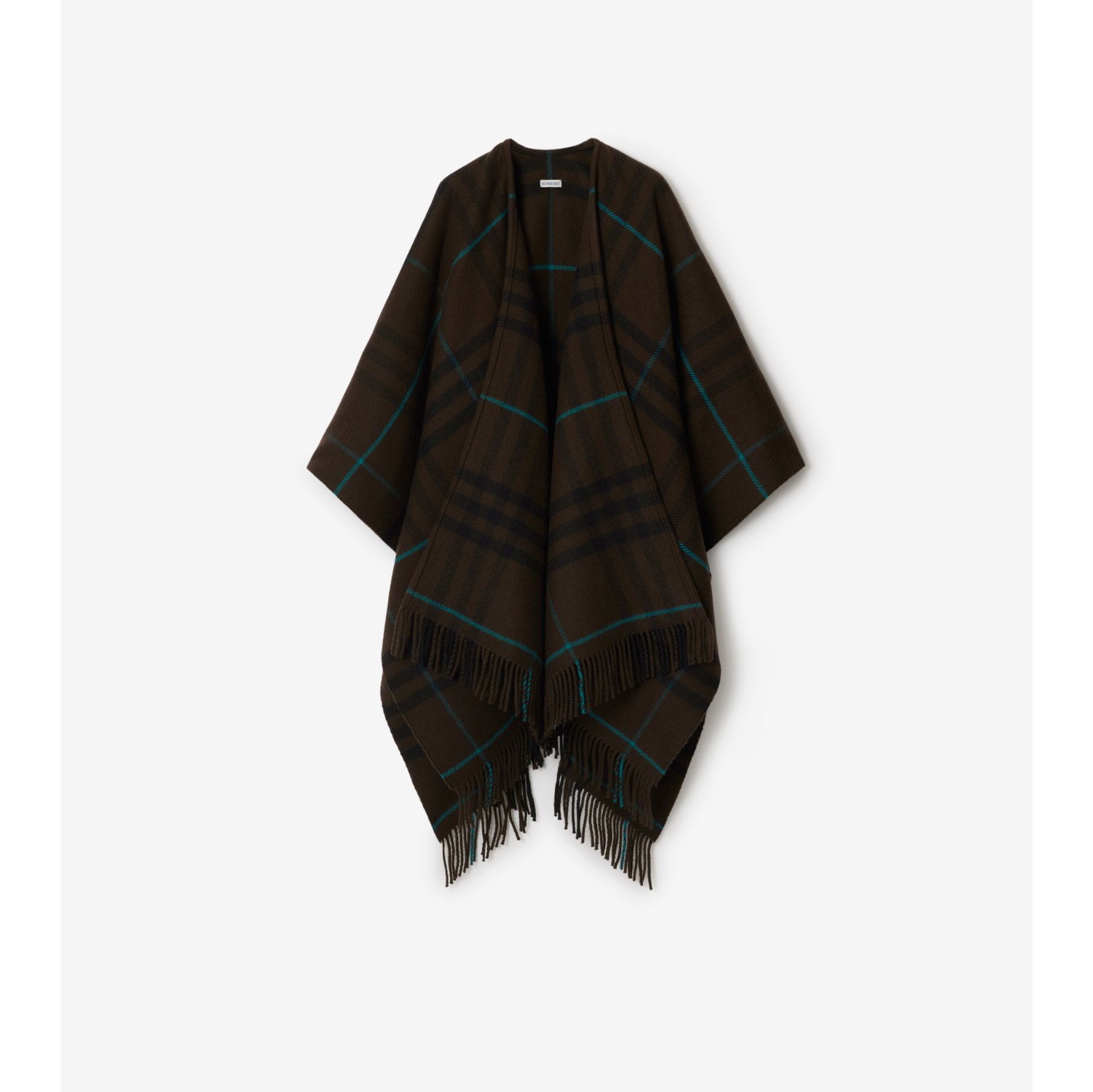 Check Wool Cashmere Cape