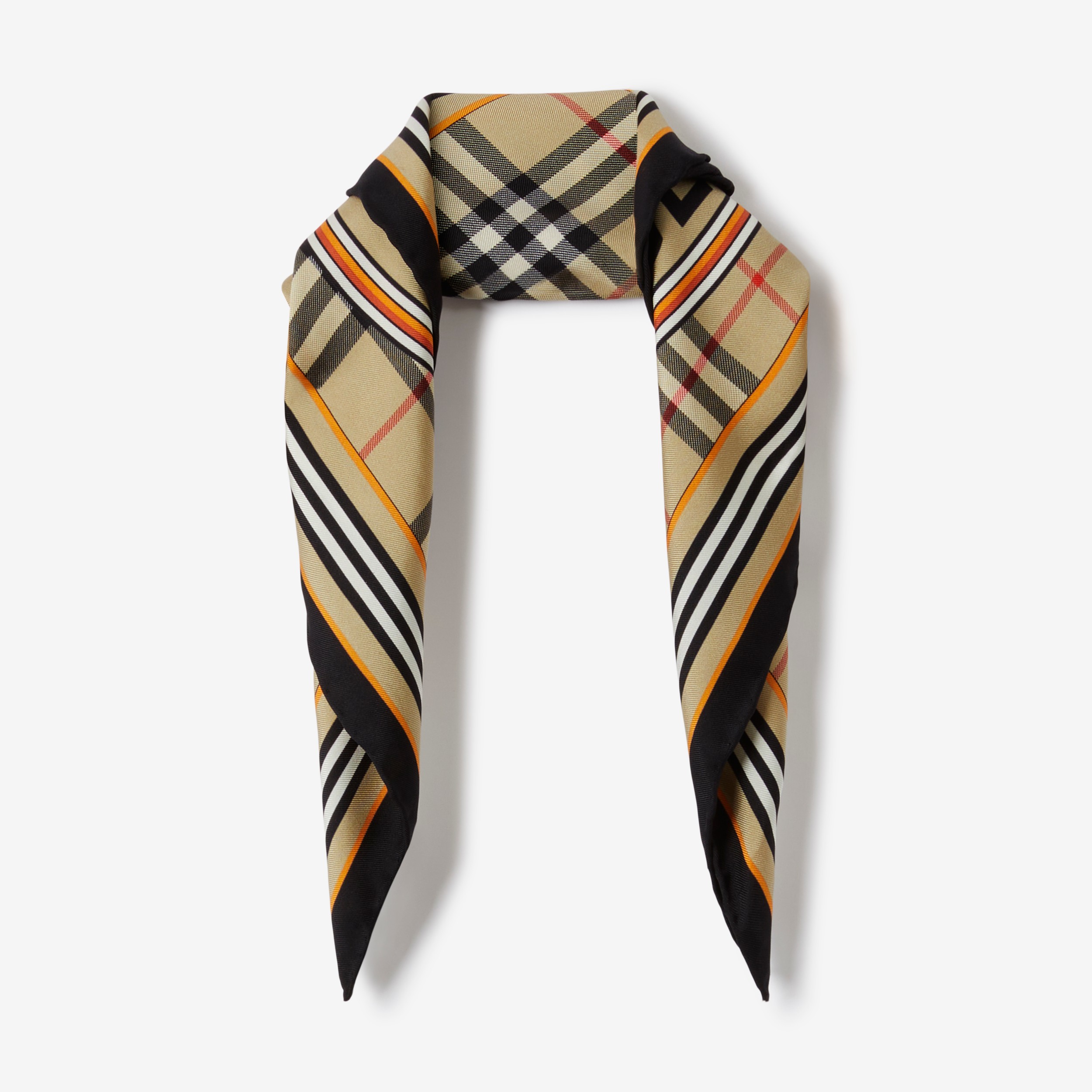BURBERRY】モンタージュプリント シルク スキニースカーフ