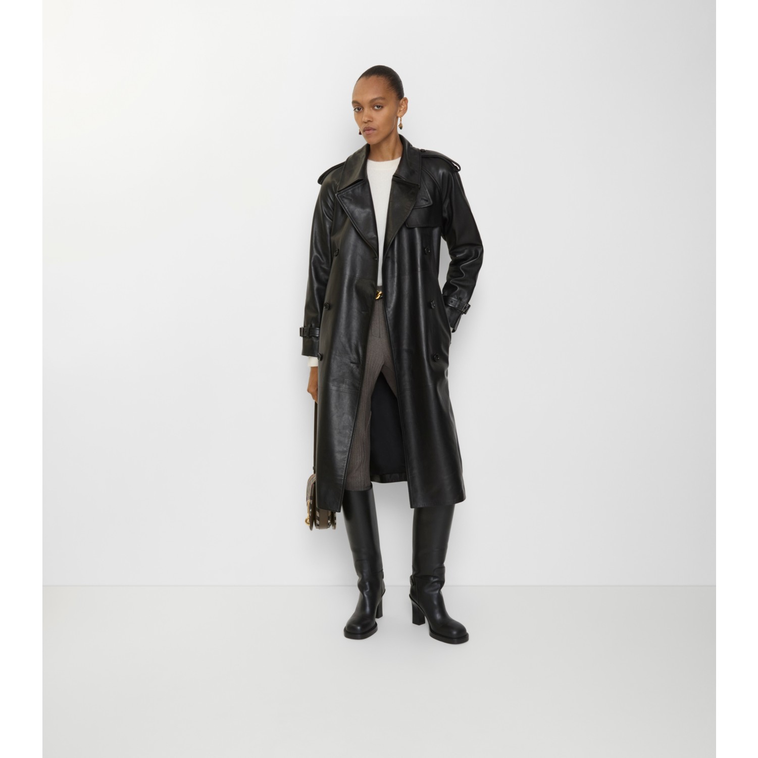 Long Leather Castleford Trench Coat