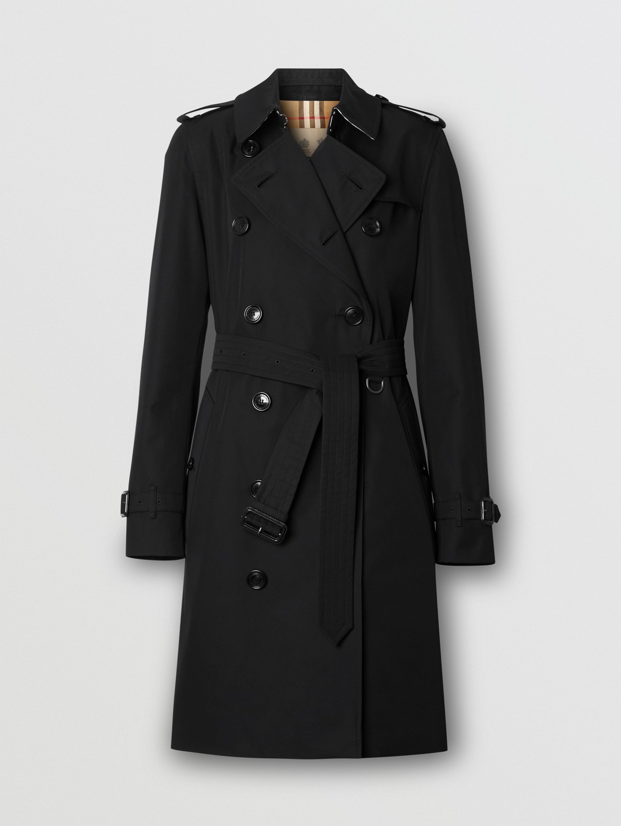 Trench coat Heritage Kensington de longitud media (Negro)