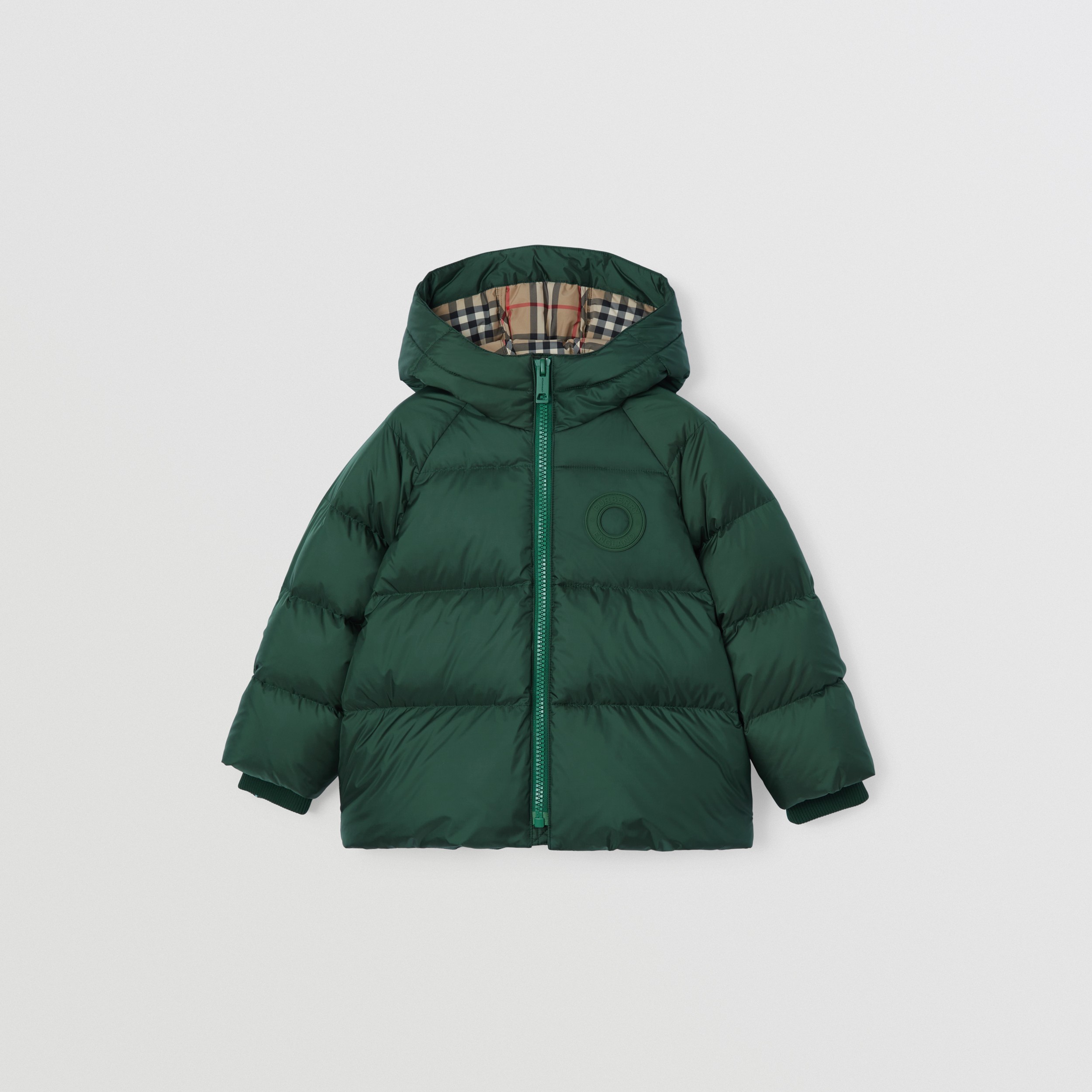 Logo Graphic Nylon Puffer Jacket in Dark Pine Green | Burberry® Official - 1