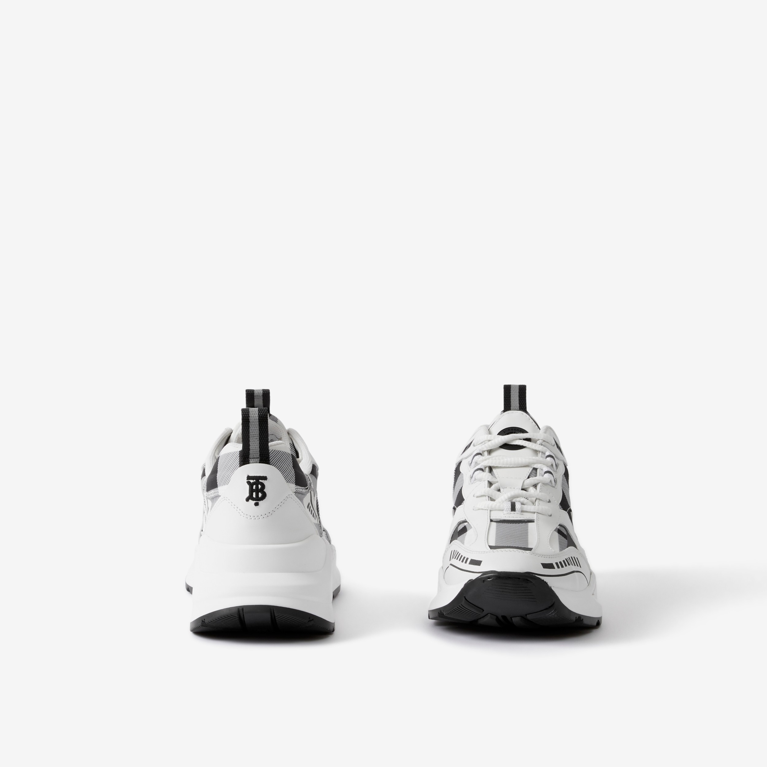 Check and Leather Sneakers in Black/white - Women | Burberry® Official - 4