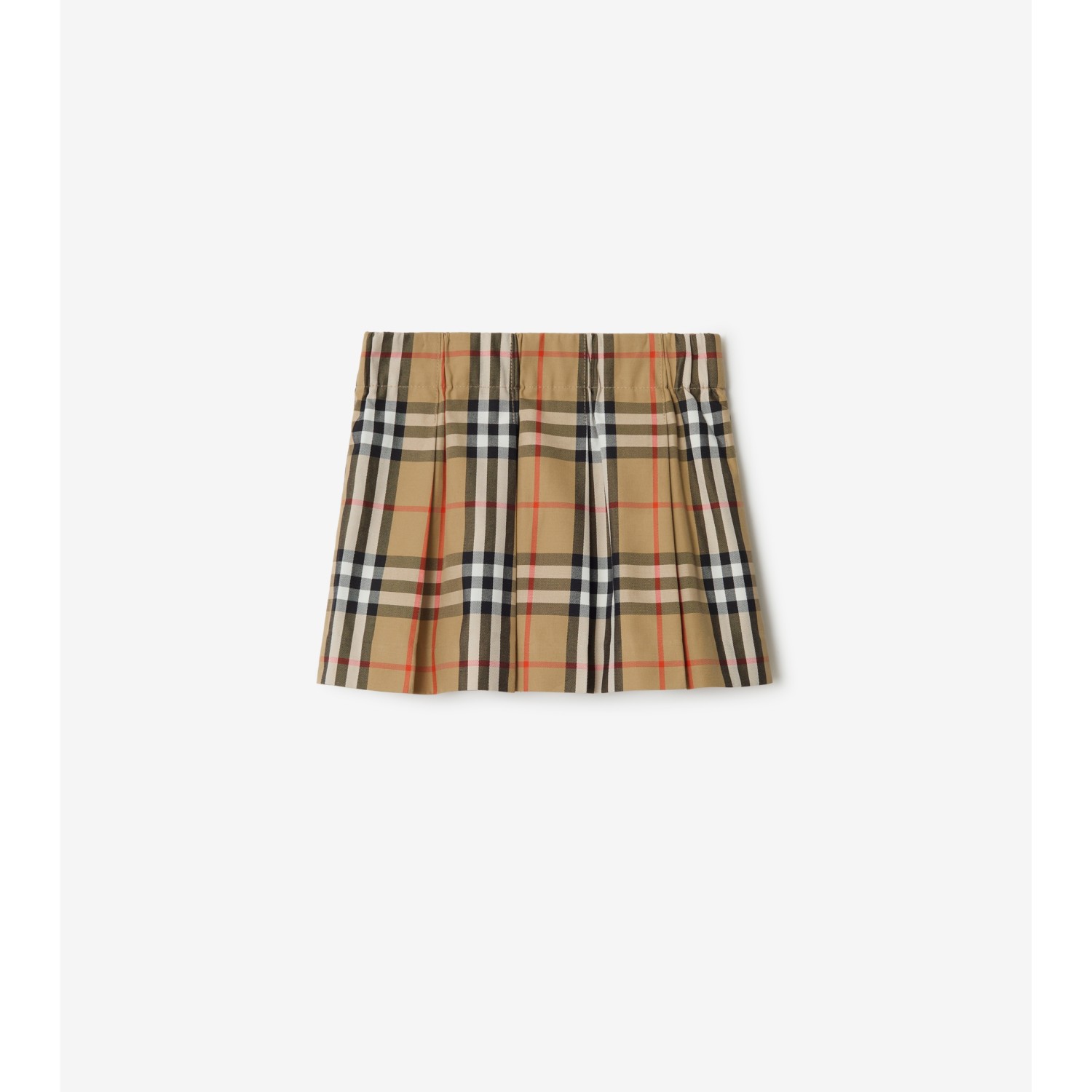 Pleated Check Cotton Skirt