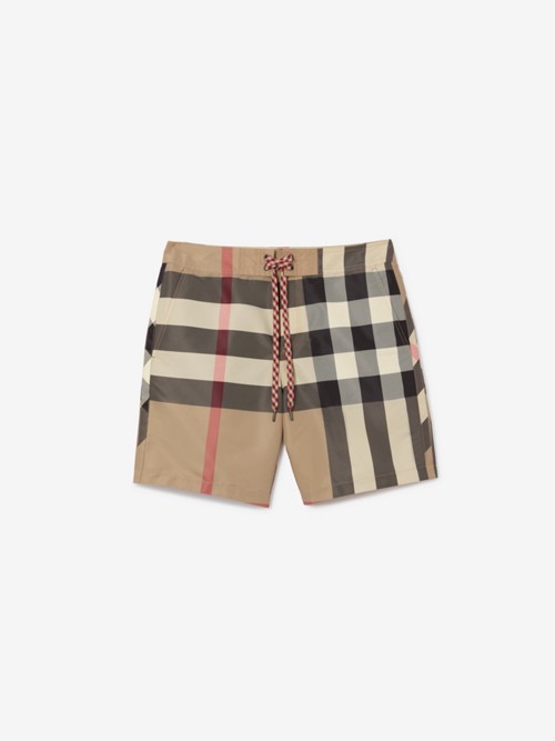 Burberry Check Swim Shorts In Brown