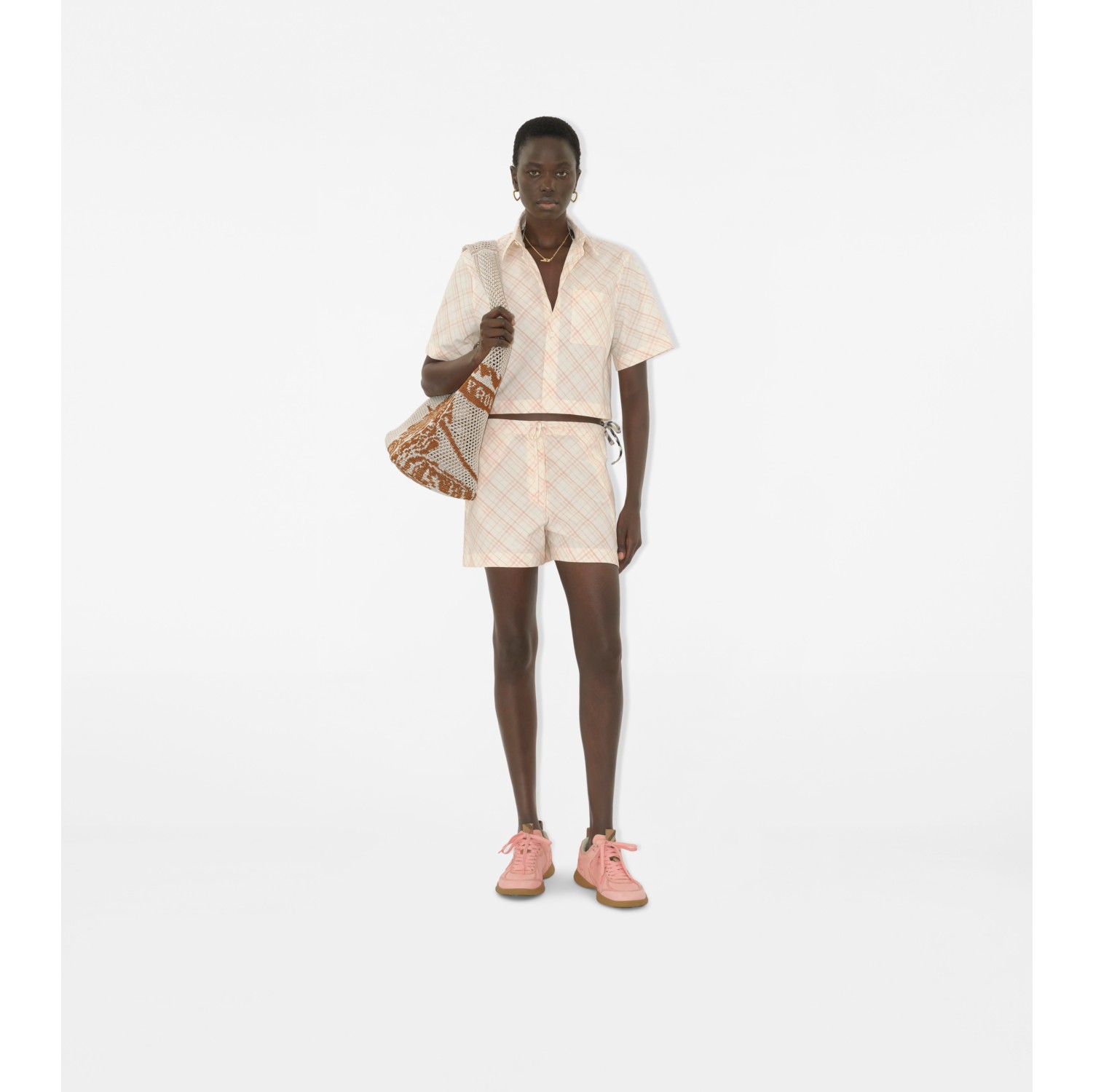 Cropped Check Cotton Shirt