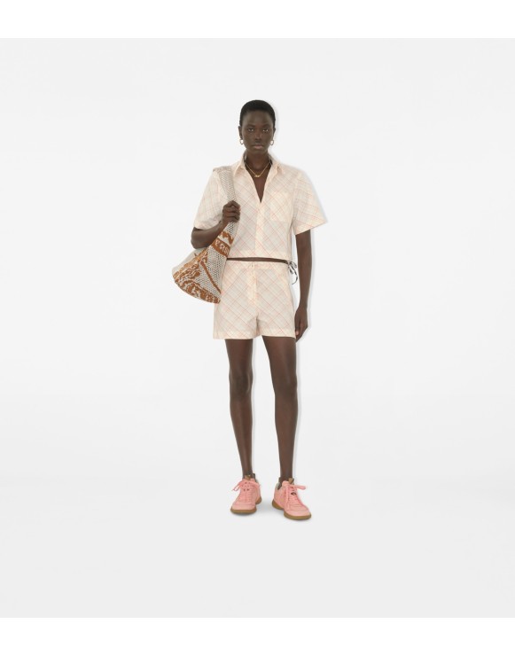 Chemise courte en coton Check