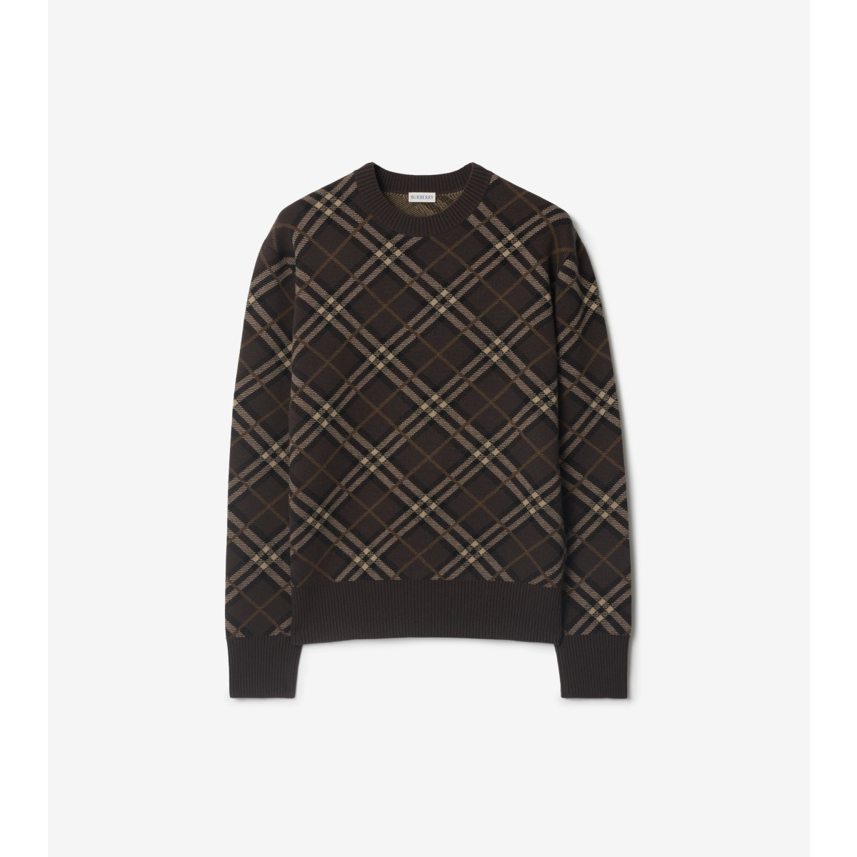 Burberry Gregory Checked Wool-blend Sweater In Black