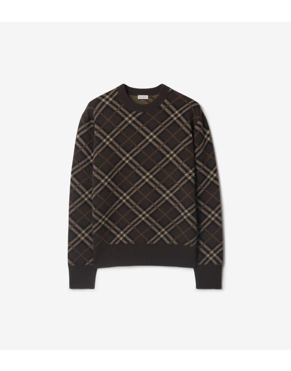 Check Wool Cashmere Blend Sweater