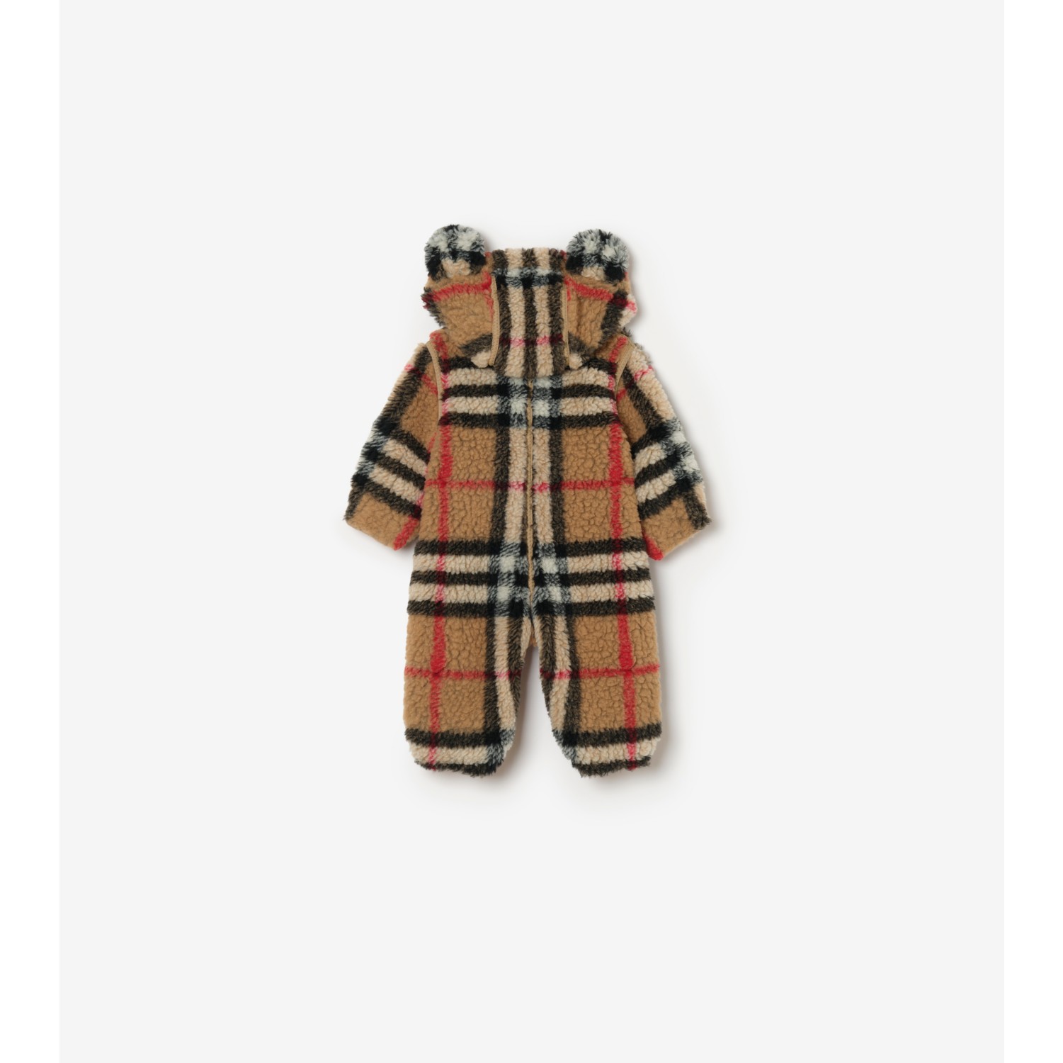 Check Fleece Hooded Jumpsuit