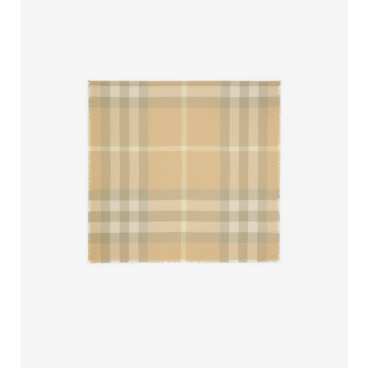 Shop Burberry Check Cashmere Silk Scarf In Flax