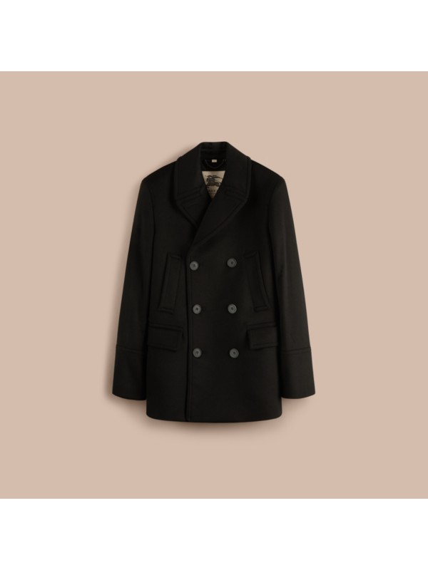 Virgin Wool Cashmere Pea Coat in Black - Men | Burberry United States
