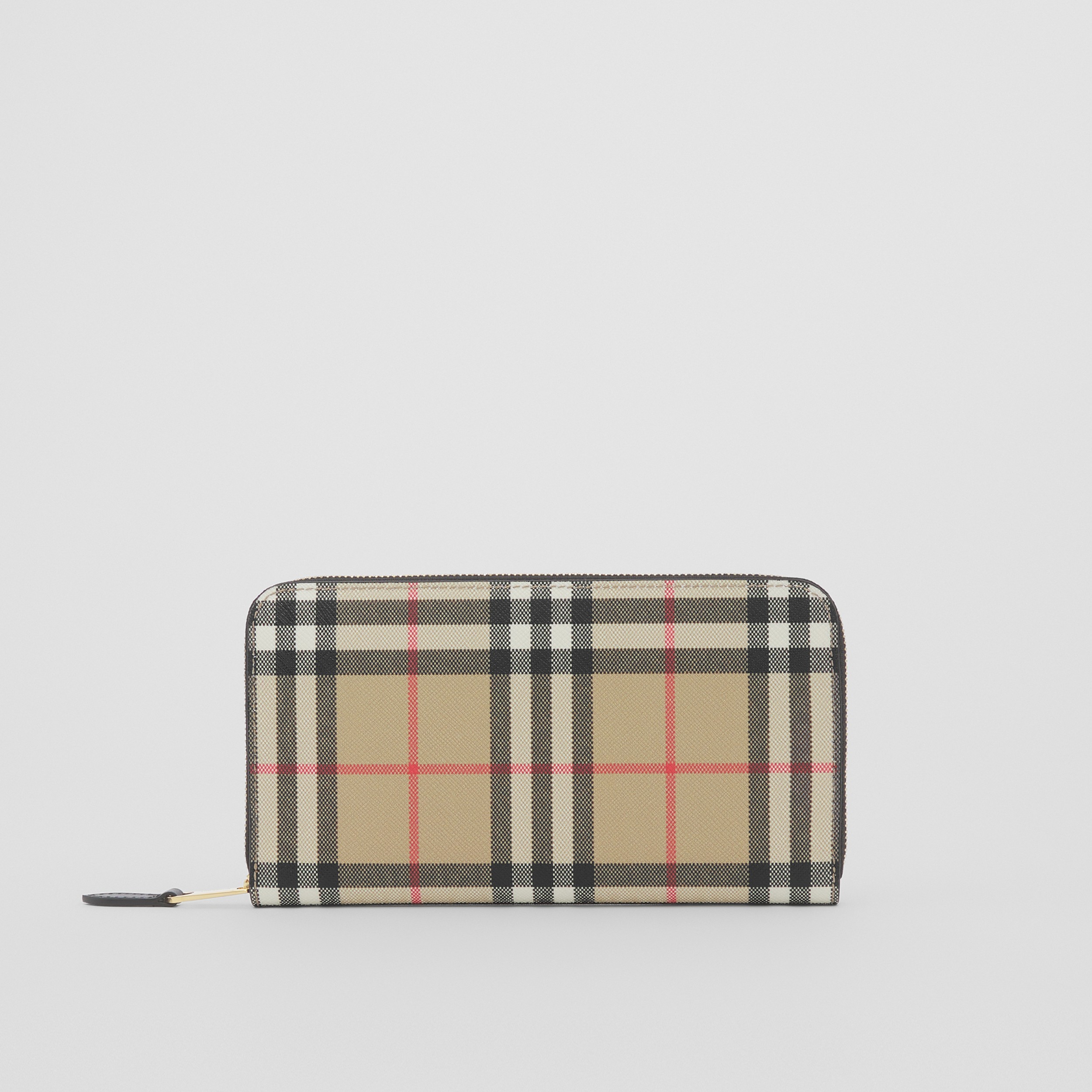 Vintage Check and Leather Ziparound Wallet in Archive Beige/black - Women | Burberry® Official - 1