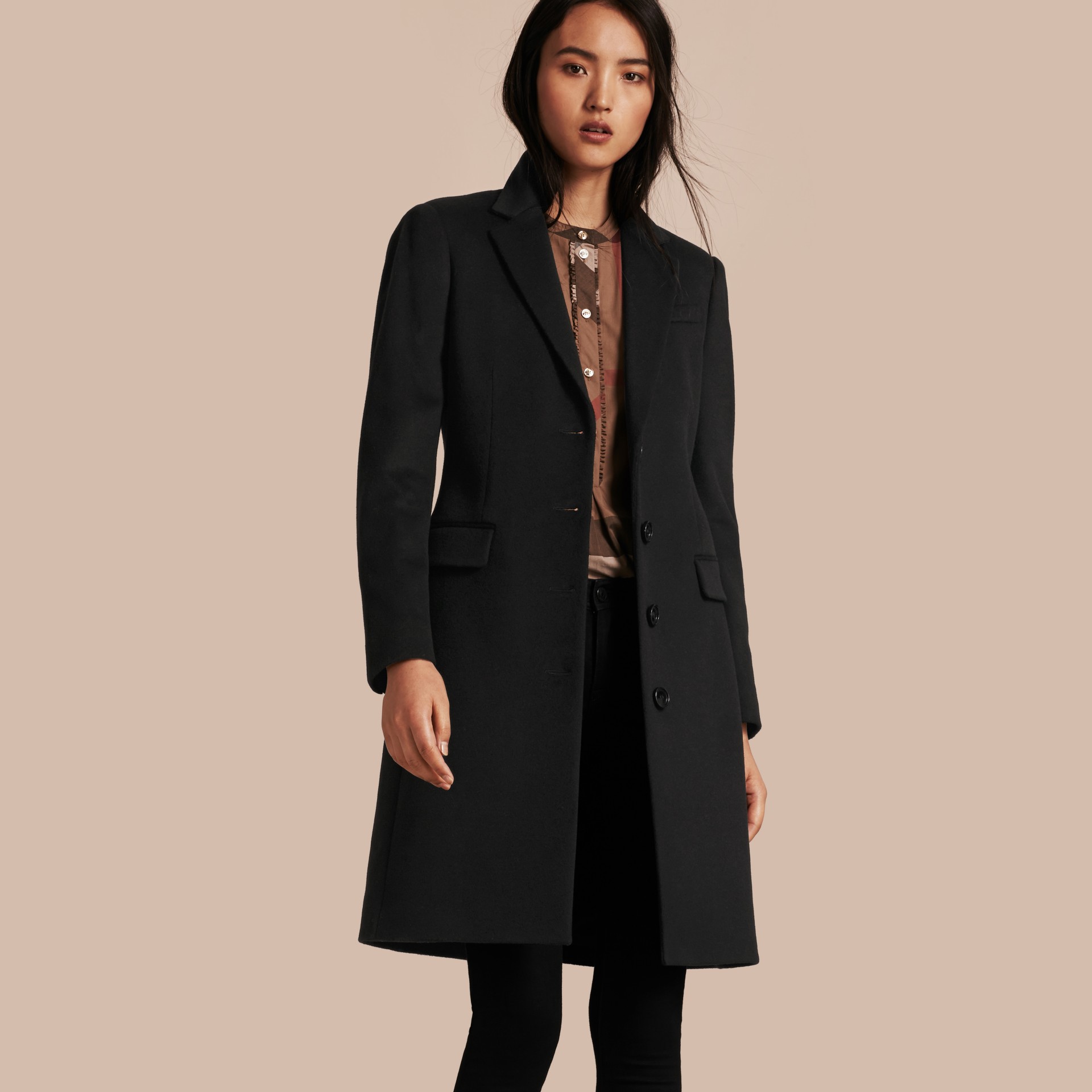 Tailored Wool Cashmere Coat in Black - Women | Burberry United States