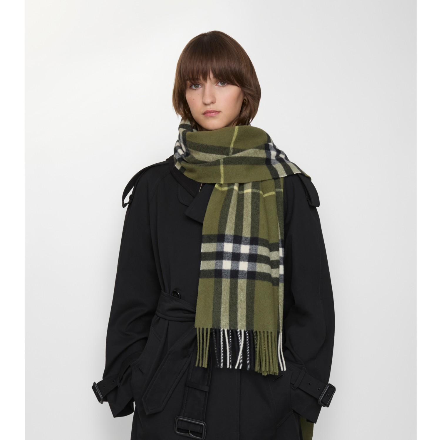 Wide Check Cashmere Scarf